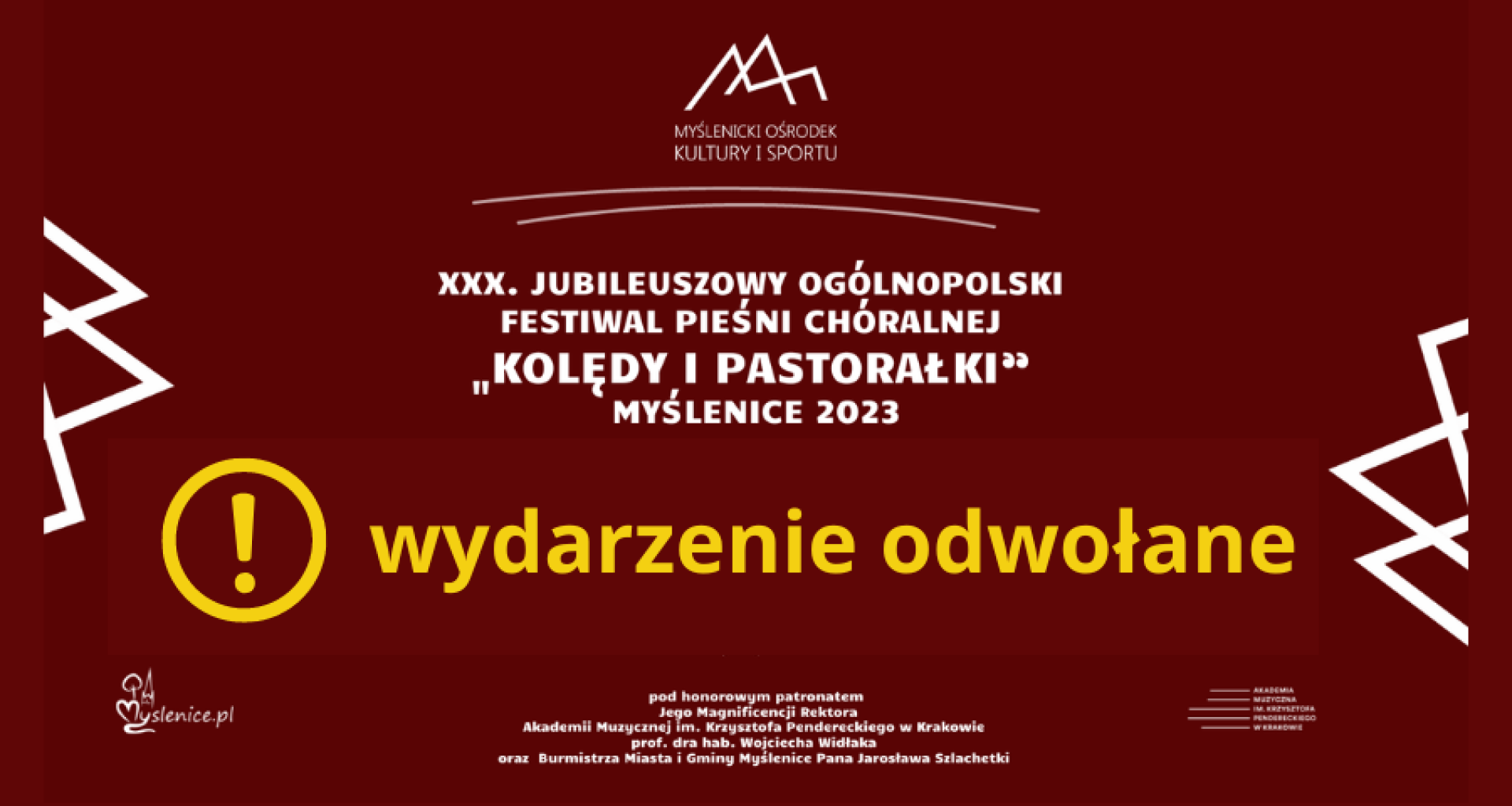  Jubileuszowy XXX. Festiwal Pieśni Chóralnej „Kolędy i Pastorałki”. Myślenice 2023.